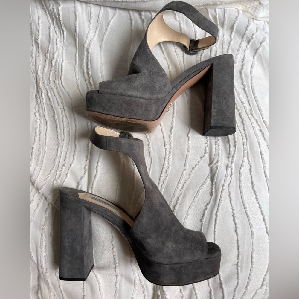 Grey Prada suede heels size 9